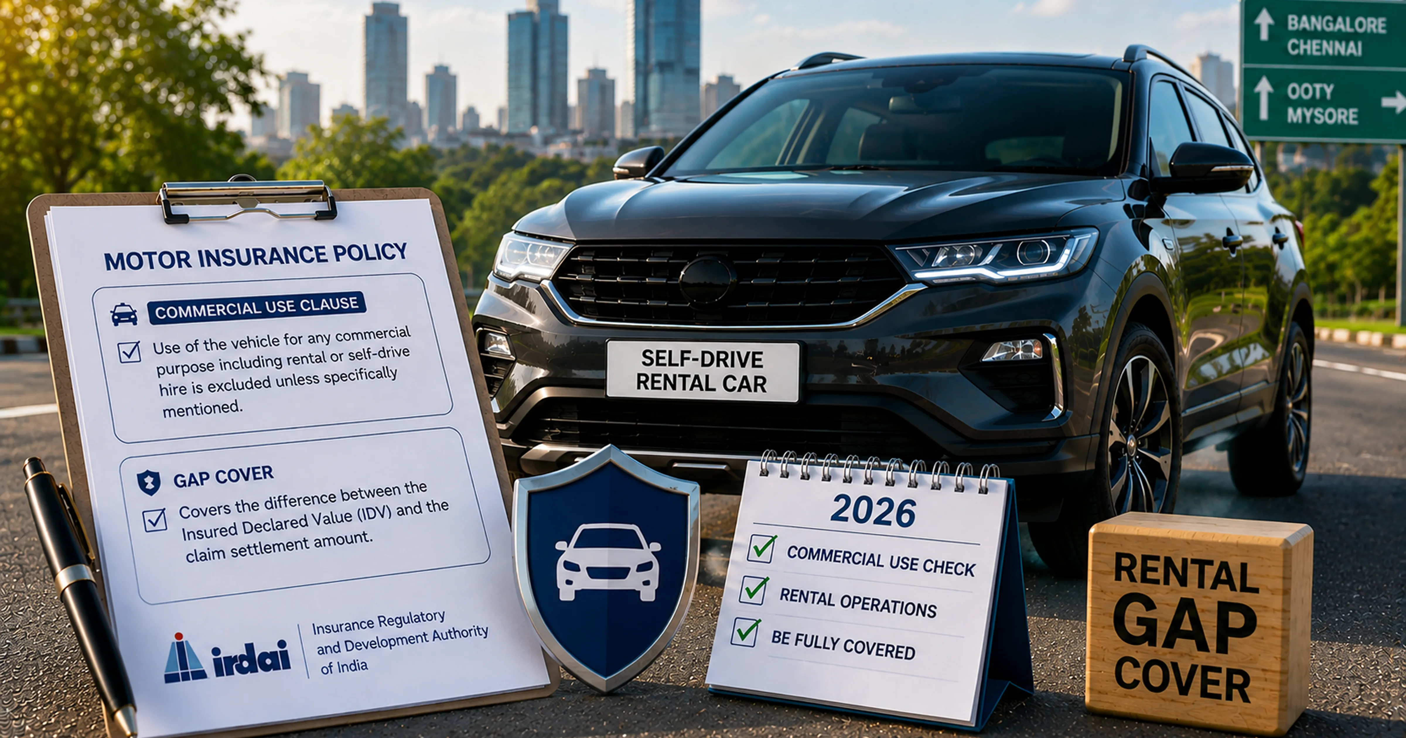 India motor insurance commercial use clause rental car gap IRDAI 2026 personal vs commercial