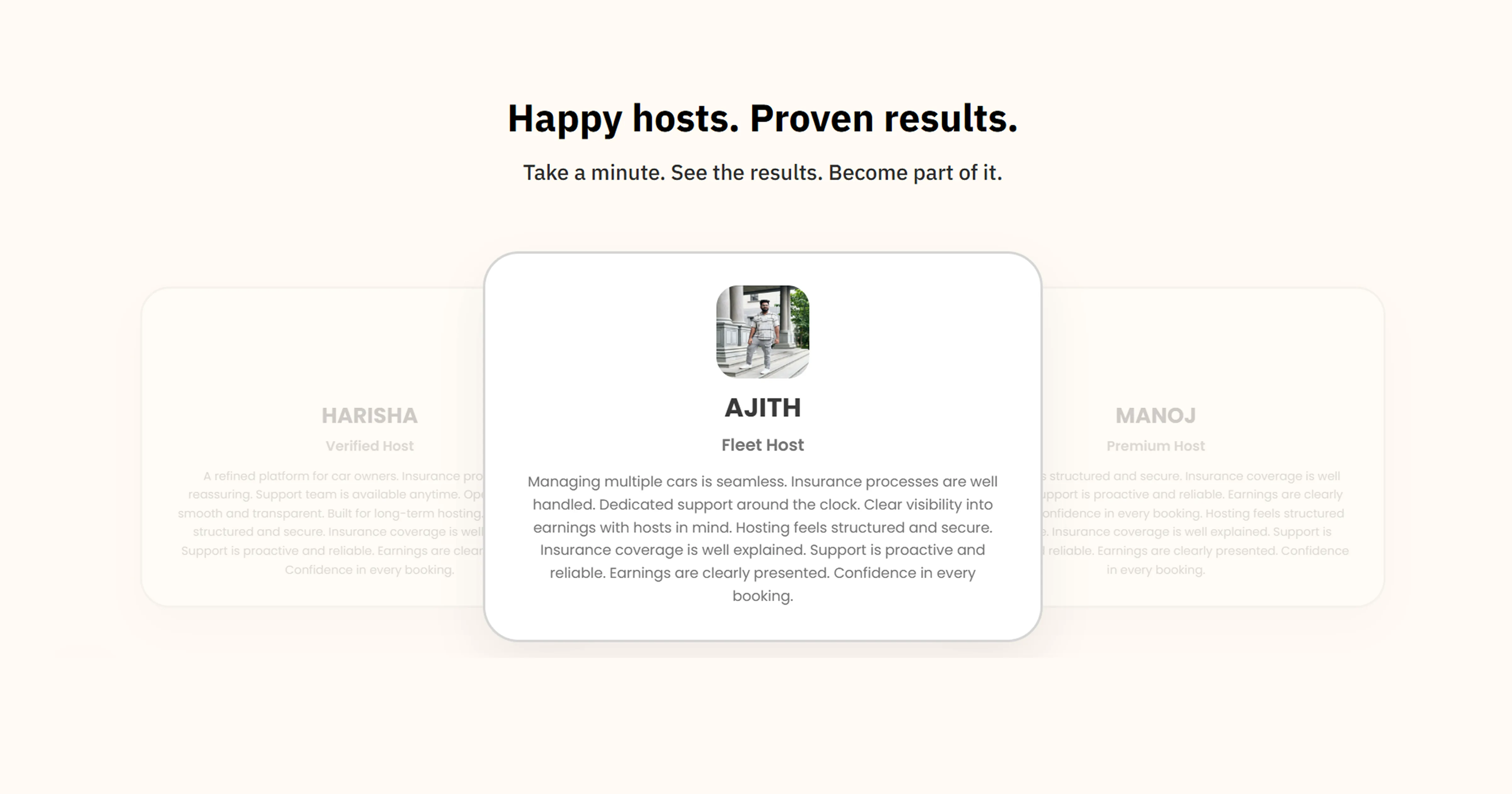 MM Miles verified fleet hosts Ajith Manoj Vijay Rasic Vinod Harisha Chennai Bangalore testimonials