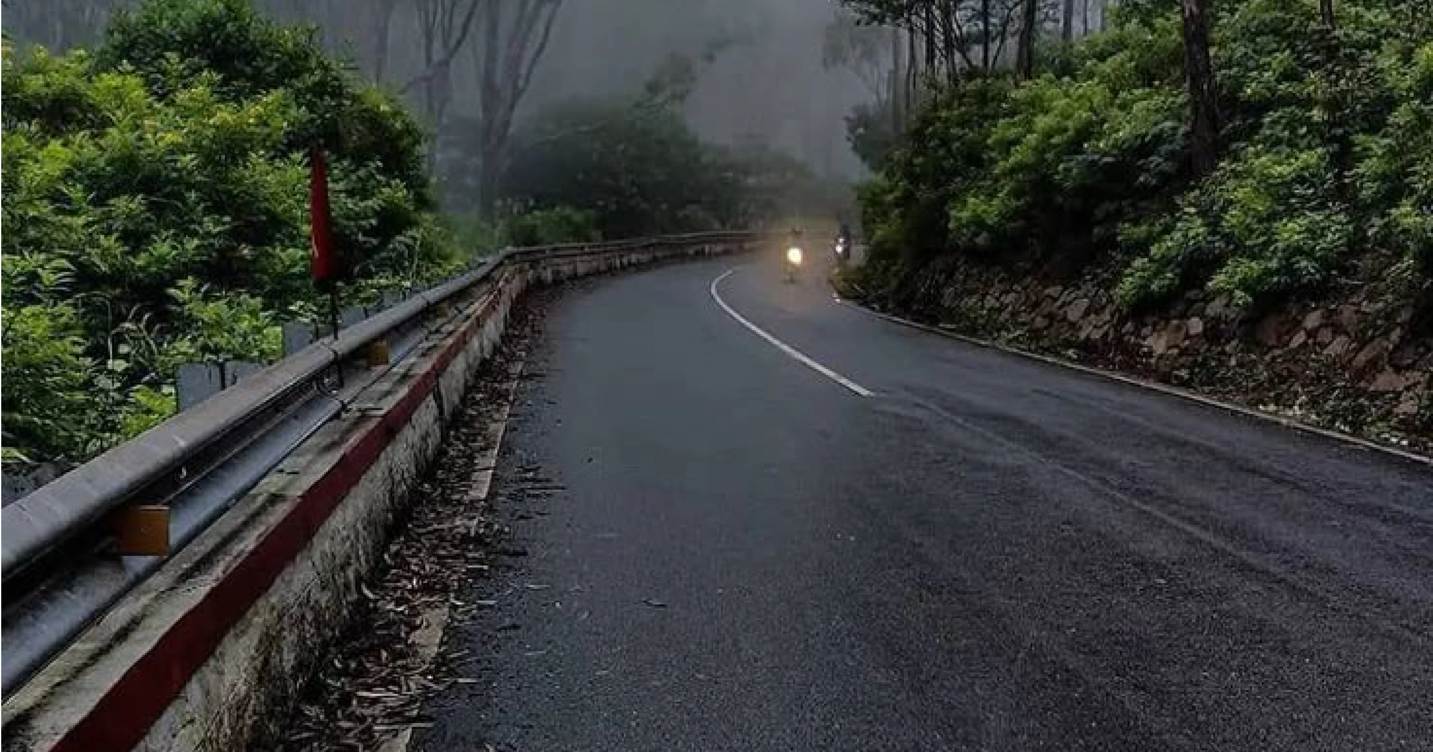 Monsoon ghat road misty viewpoint South India self drive couple road trip Coorg Yercaud
