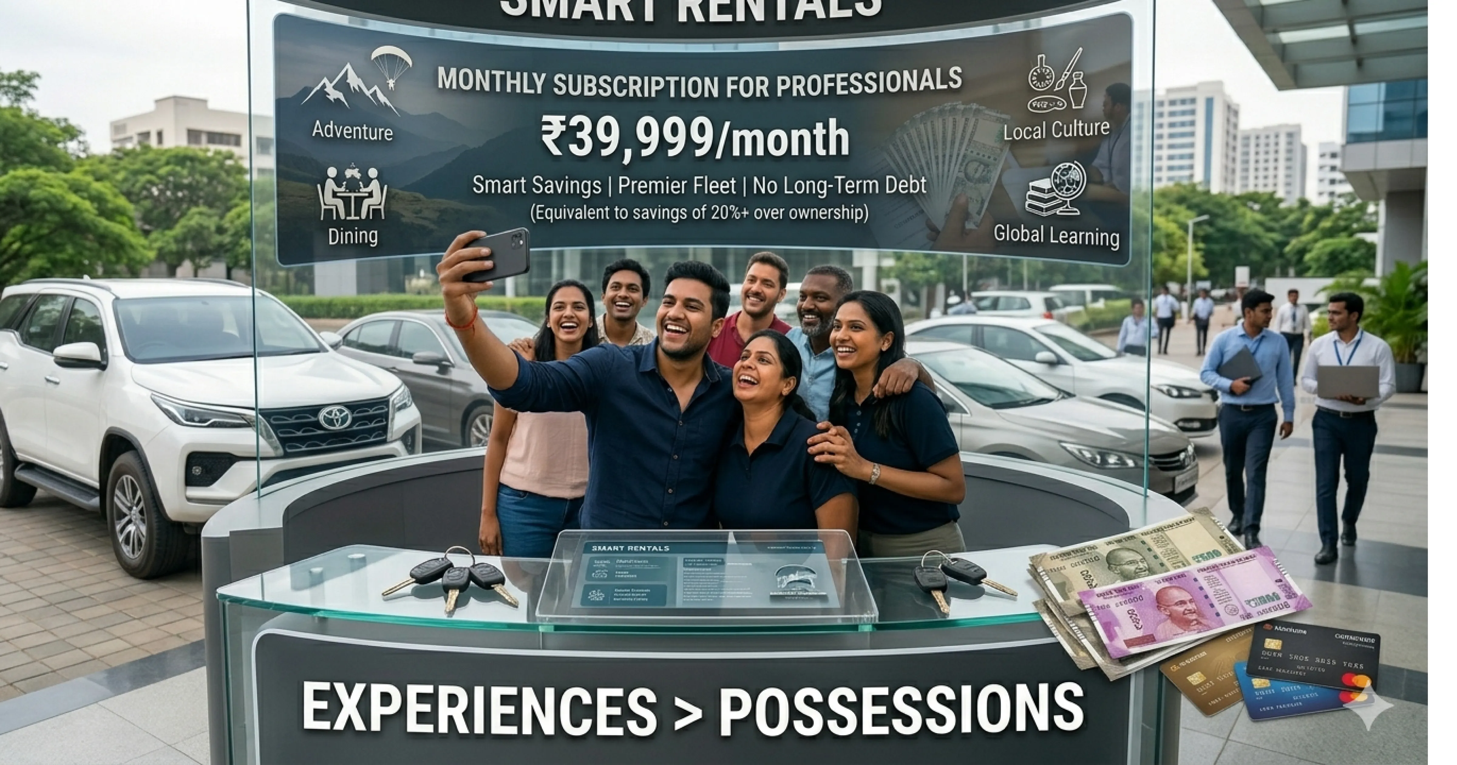 Monthly car rental IT professional Chennai Bangalore OMR Whitefield office commute self drive