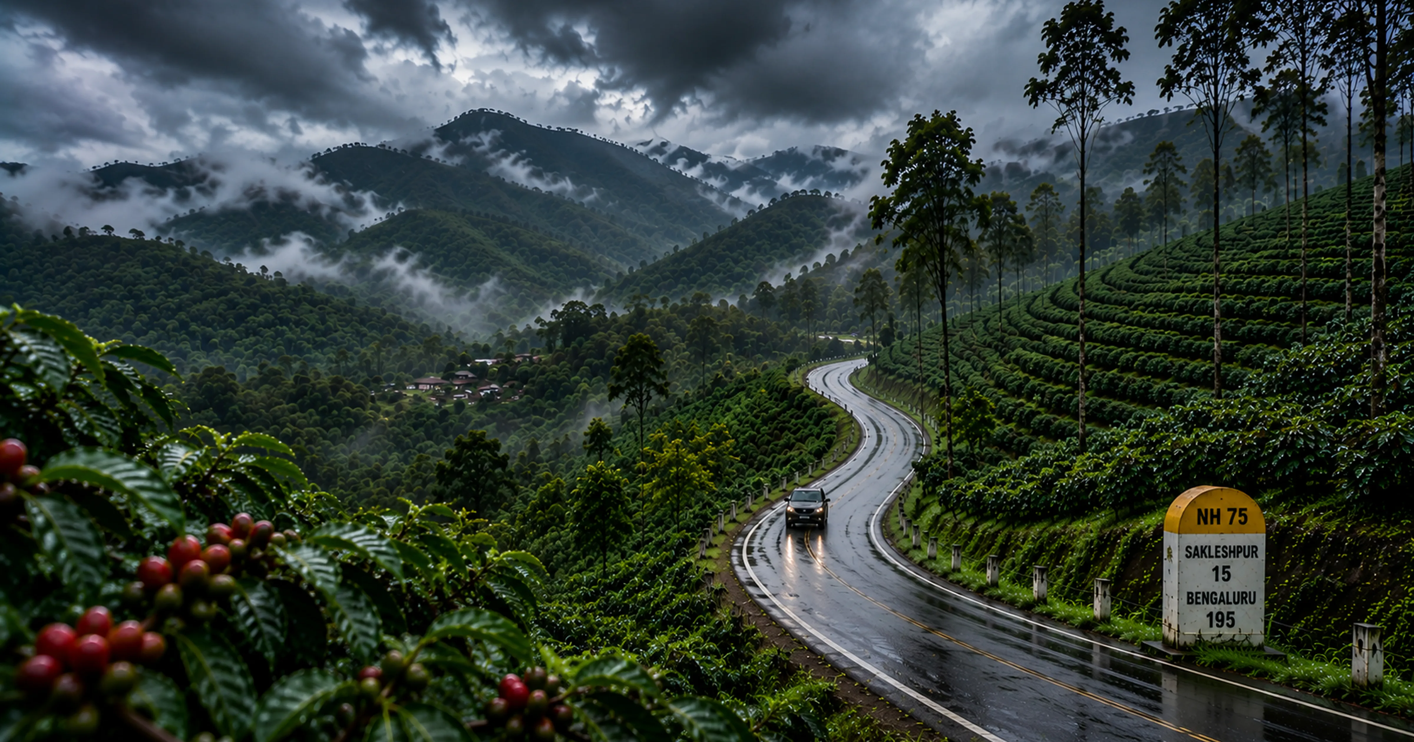 NH75 Sakleshpur coffee estate Western Ghats photography Bangalore road trip MM Miles 2026