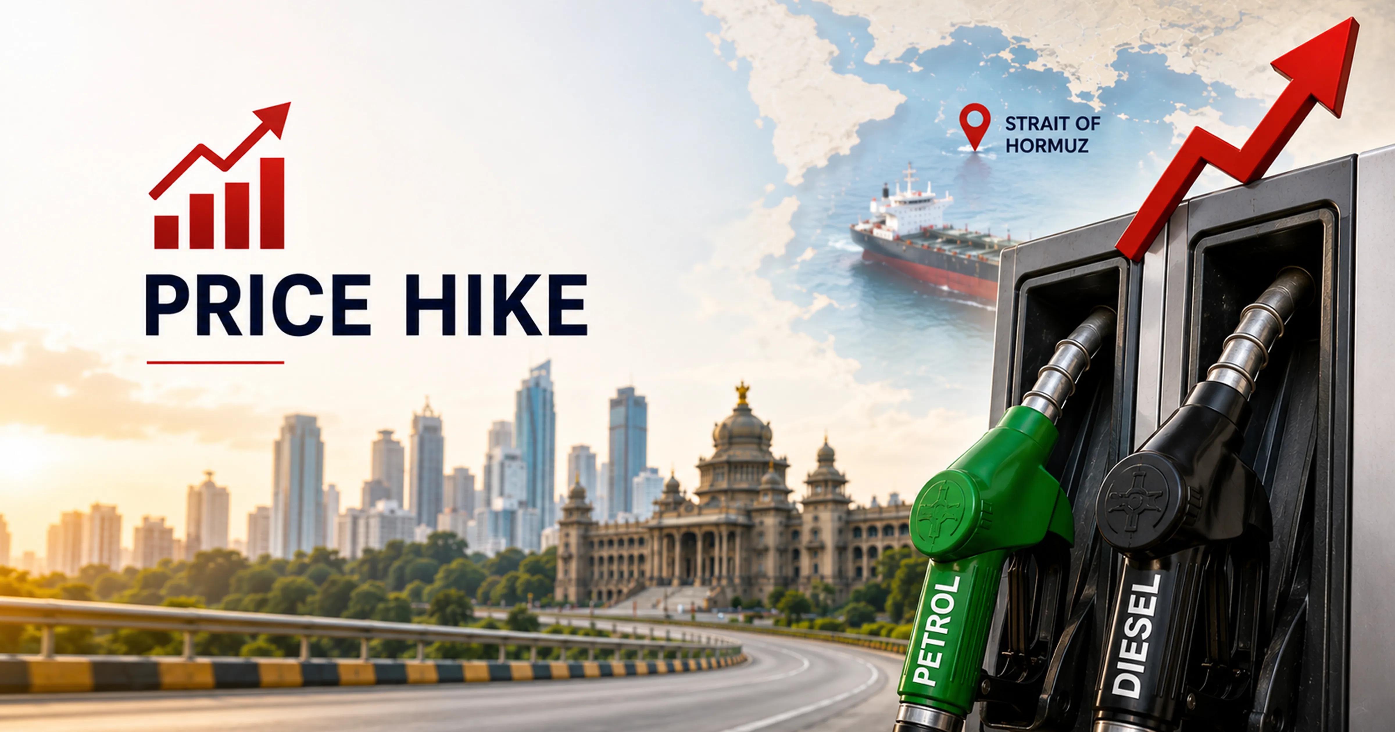 Petrol diesel price hike May 2026 Chennai Bangalore Strait of Hormuz Iran oil supply disruption