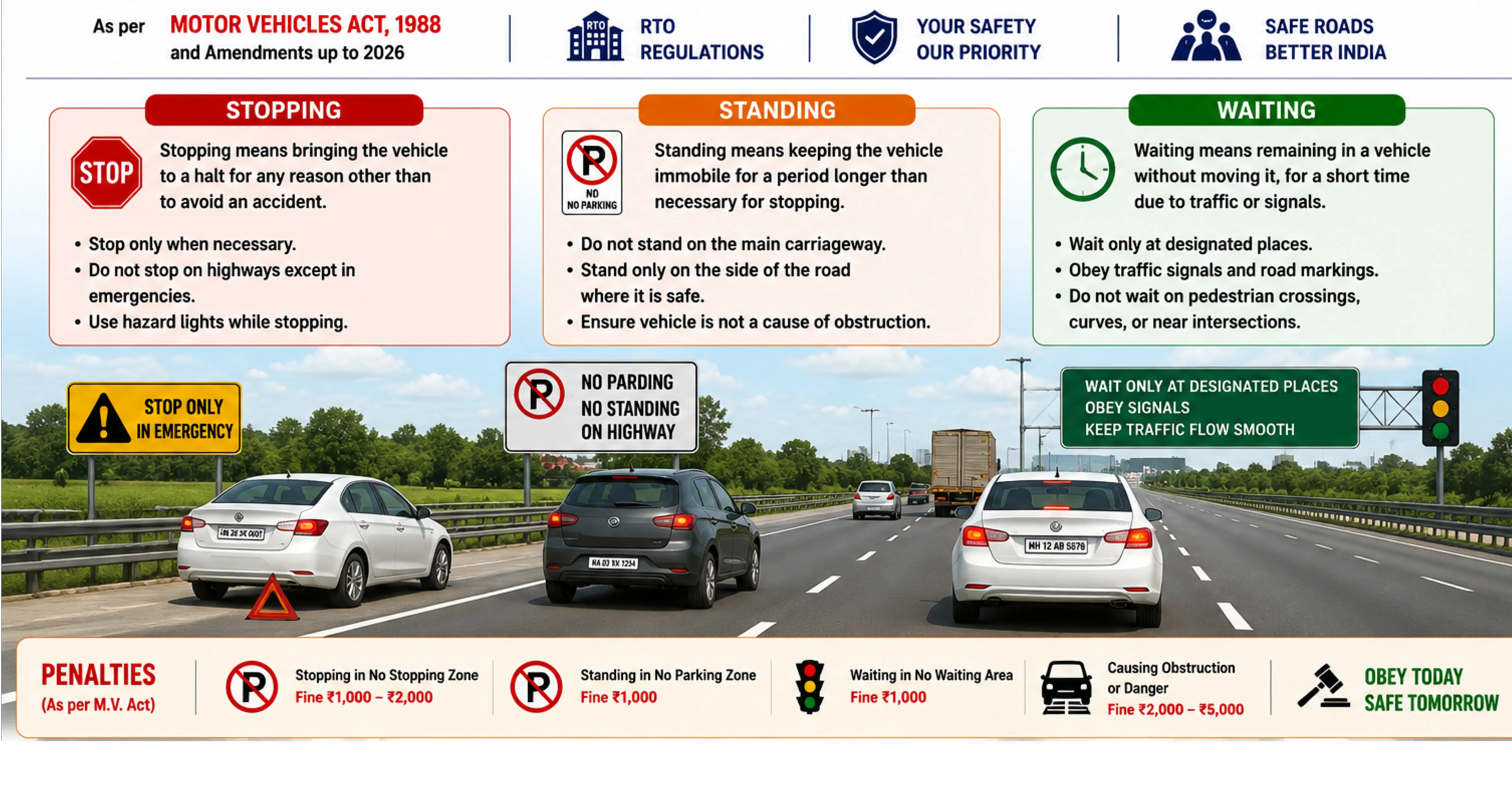 Traffic rules transport department car rental India 2026 Motor Vehicles Act RTO regulations MM Miles