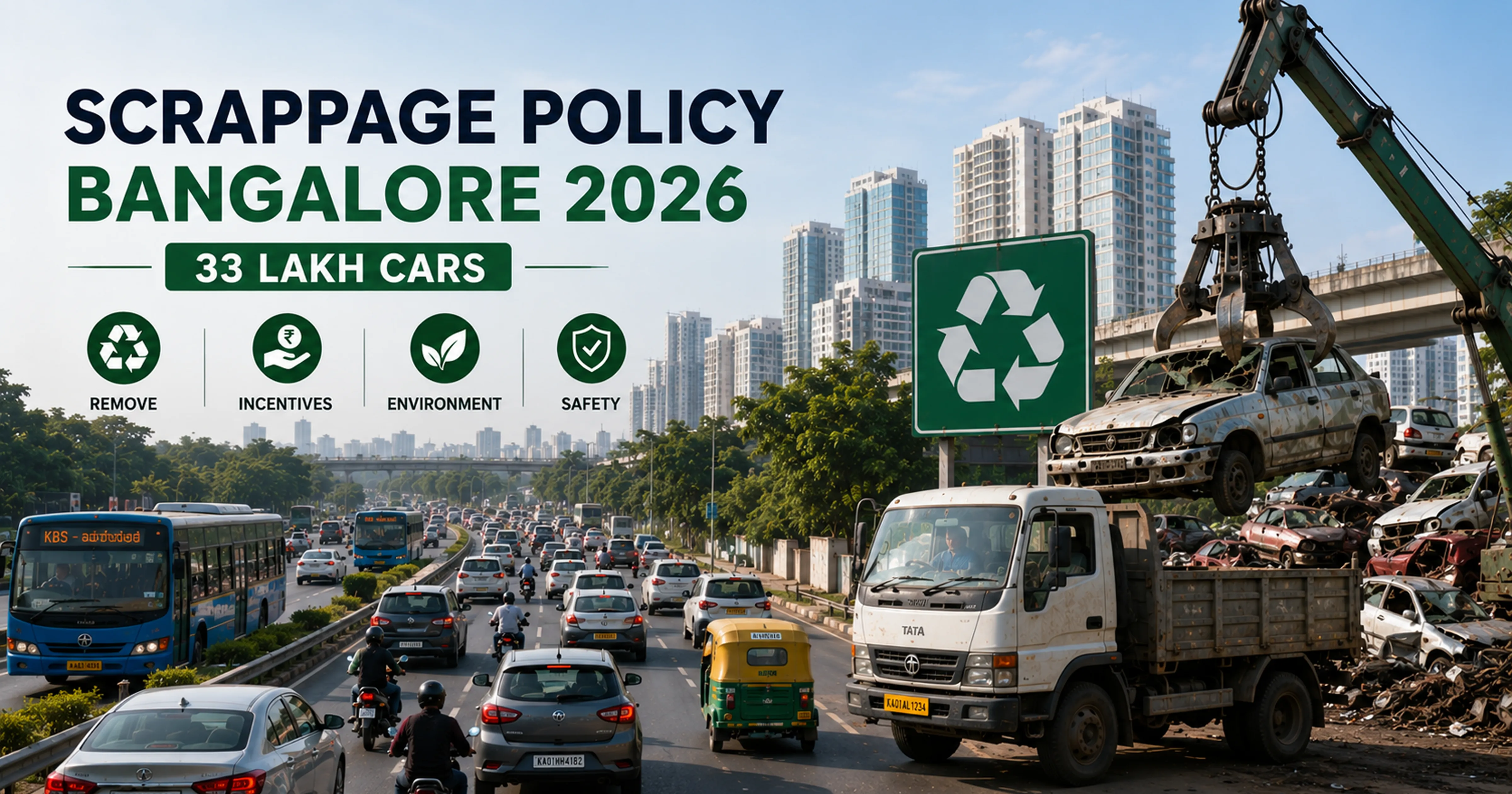 Vehicle scrappage policy Bangalore 2026 33 lakh cars over 15 years Karnataka government